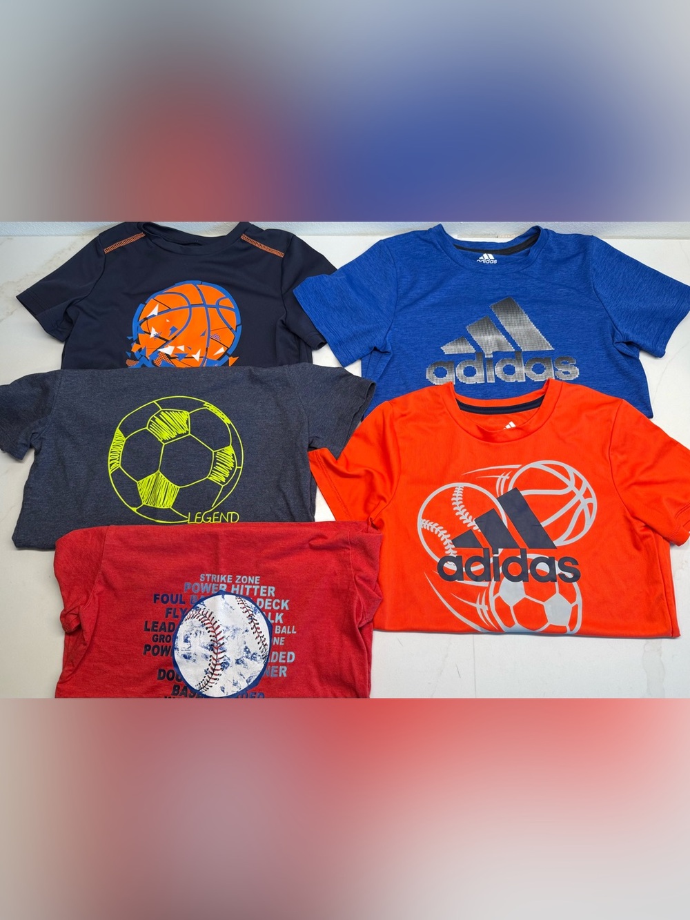 Boys Size 6 6/7 Athletic Shirt Lot Adidas Cat & Jack Jumping Beans 5pc